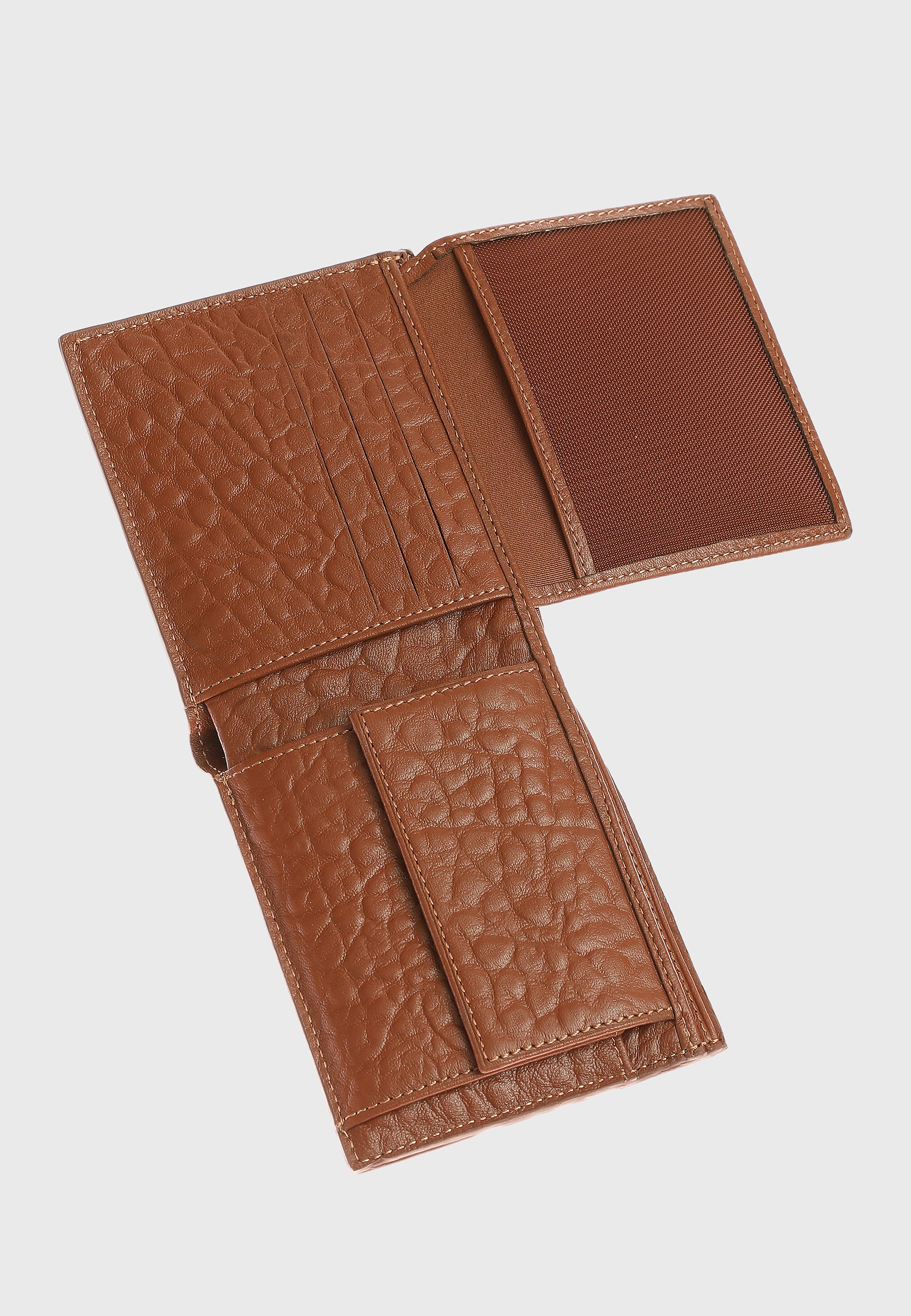 Genuine Leather Elephant Pattern Tan Overflap Wallet