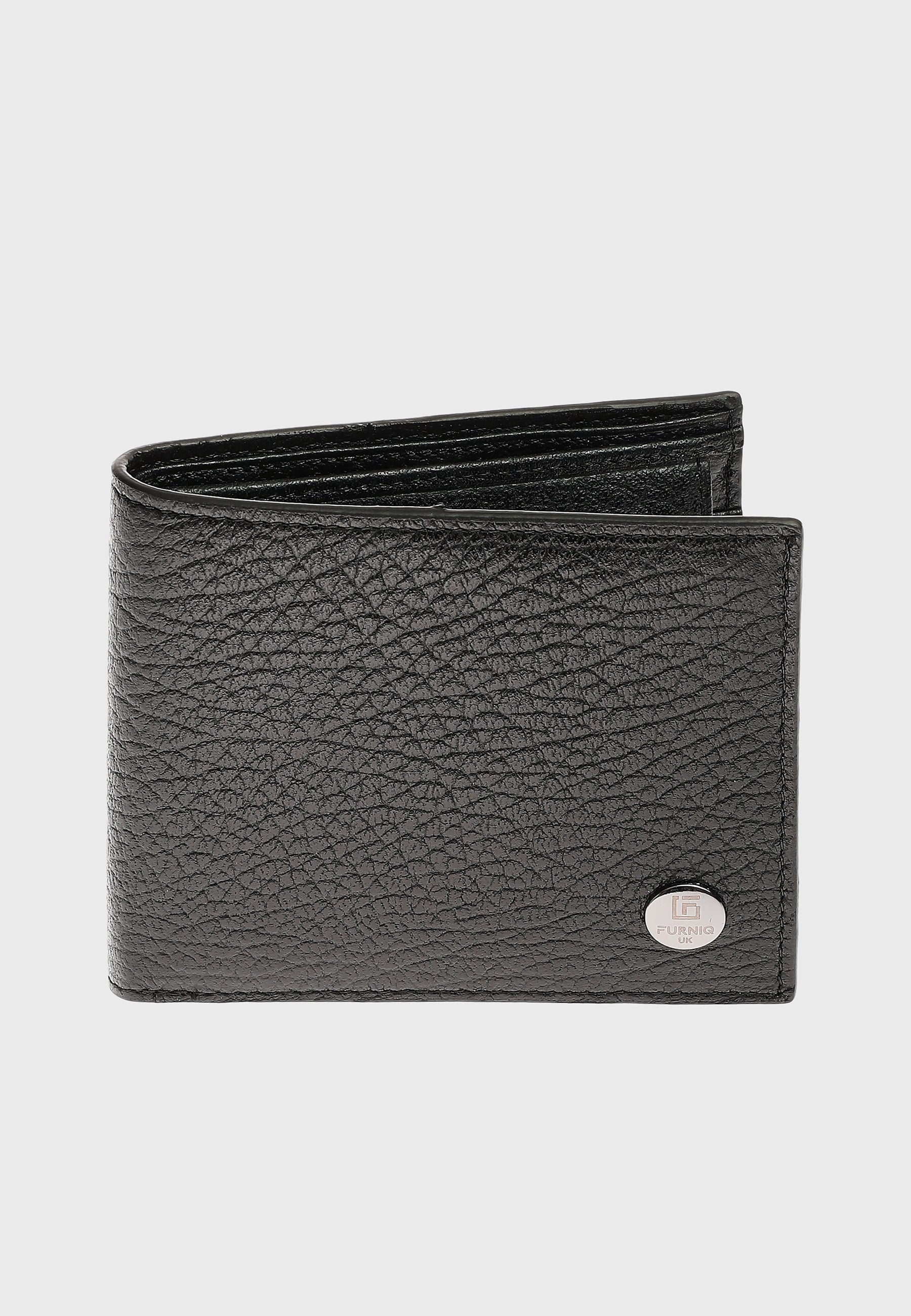 Genuine Leather Venous Pattern Black Overflap Wallet