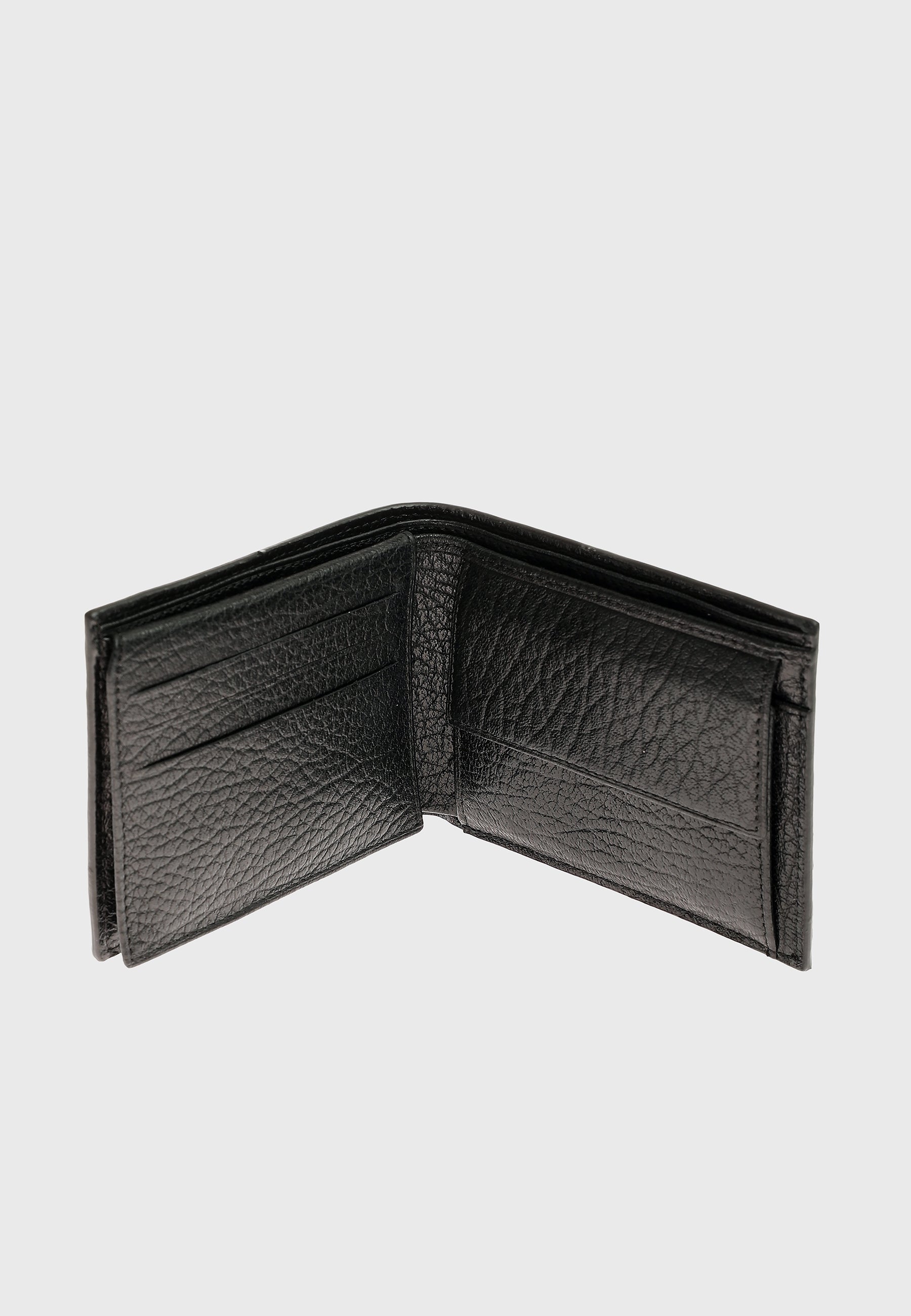 Genuine Leather Venous Pattern Black Overflap Wallet