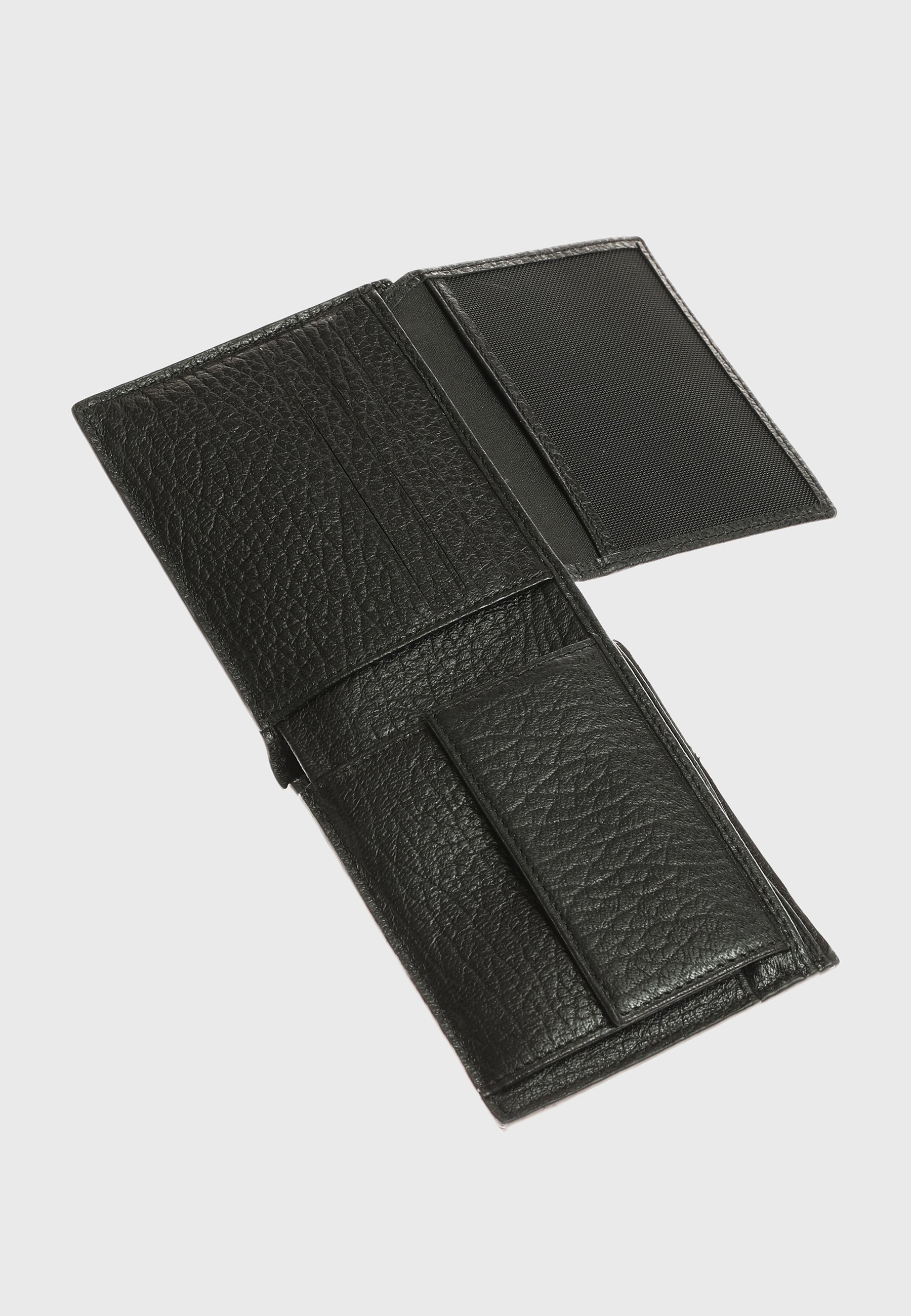 Genuine Leather Venous Pattern Black Overflap Wallet