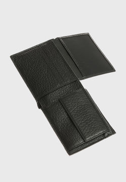 Image of Genuine Leather Venous Pattern Black Overflap Wallet