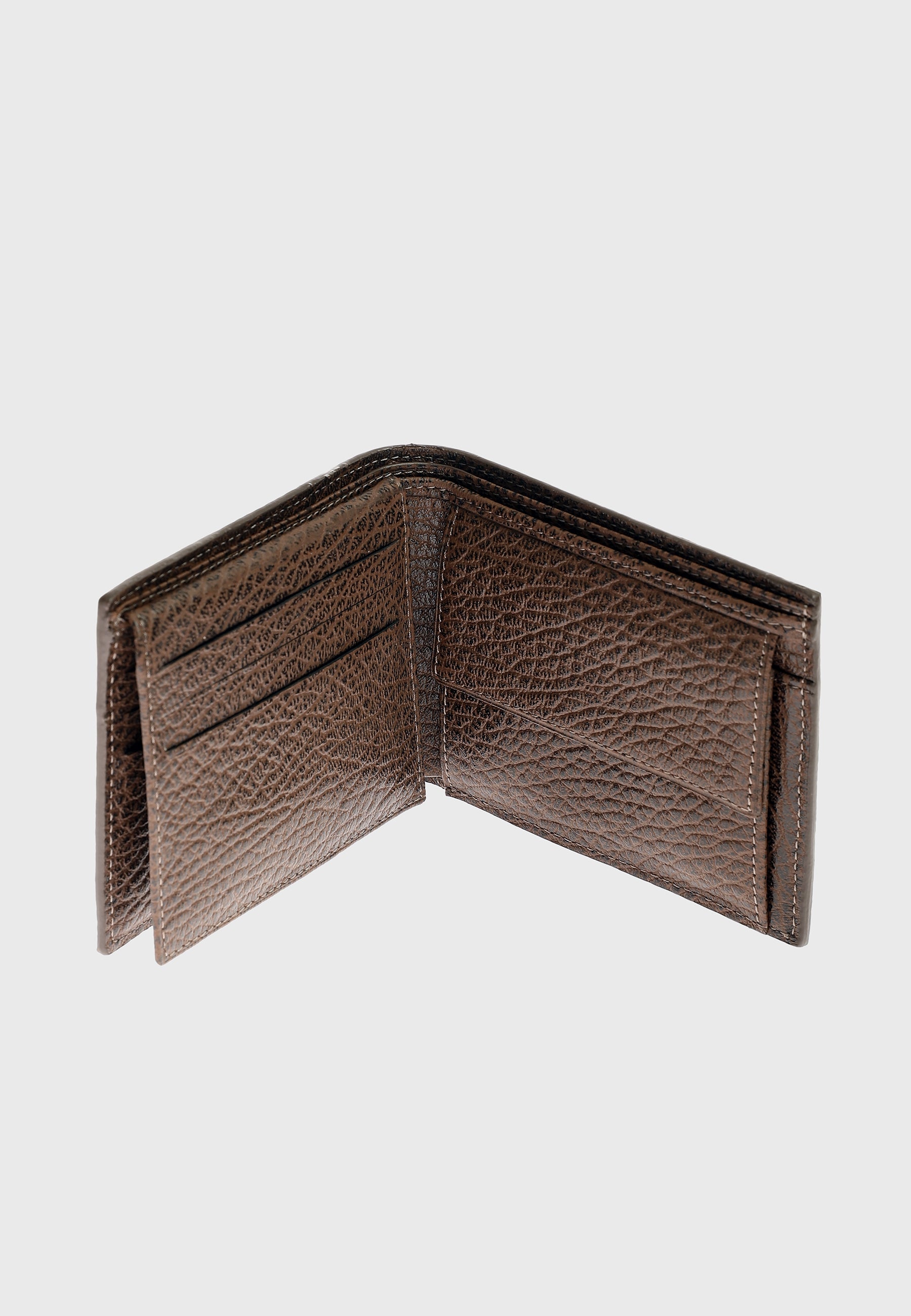 Genuine Leather Venous Pattern Brown Overflap Wallet