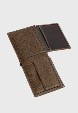 Image of Genuine Leather Venous Pattern Brown Overflap Wallet