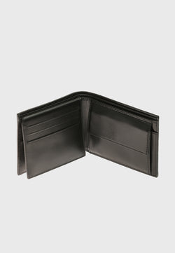 Image of Genuine Leather Weave Black Overflap Wallet