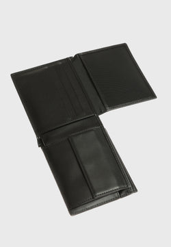 Image of Genuine Leather Weave Black Overflap Wallet