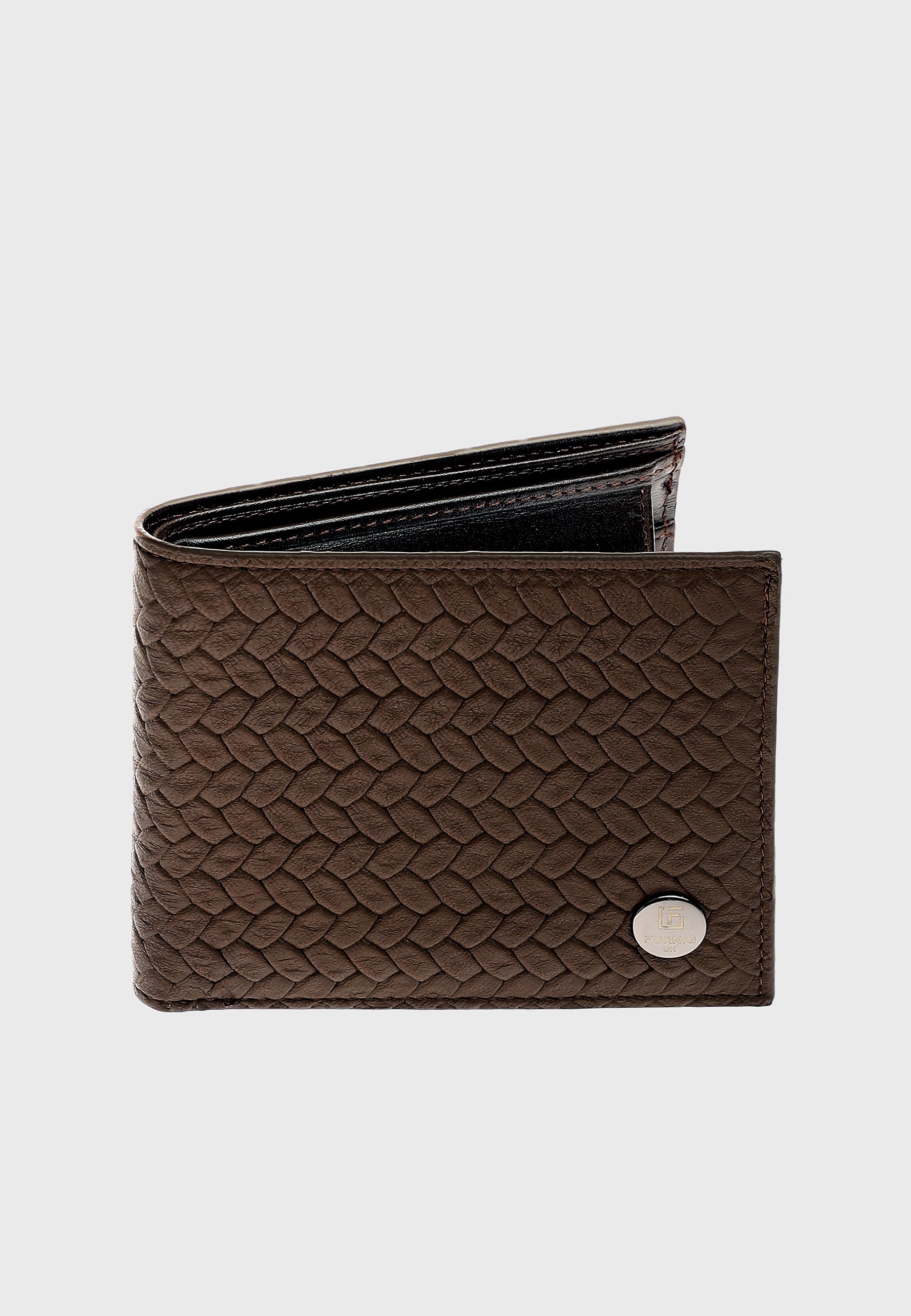 Genuine Leather Weave Brown Overflap Wallet