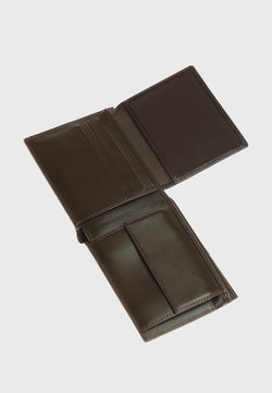 Image of Genuine Leather Weave Brown Overflap Wallet