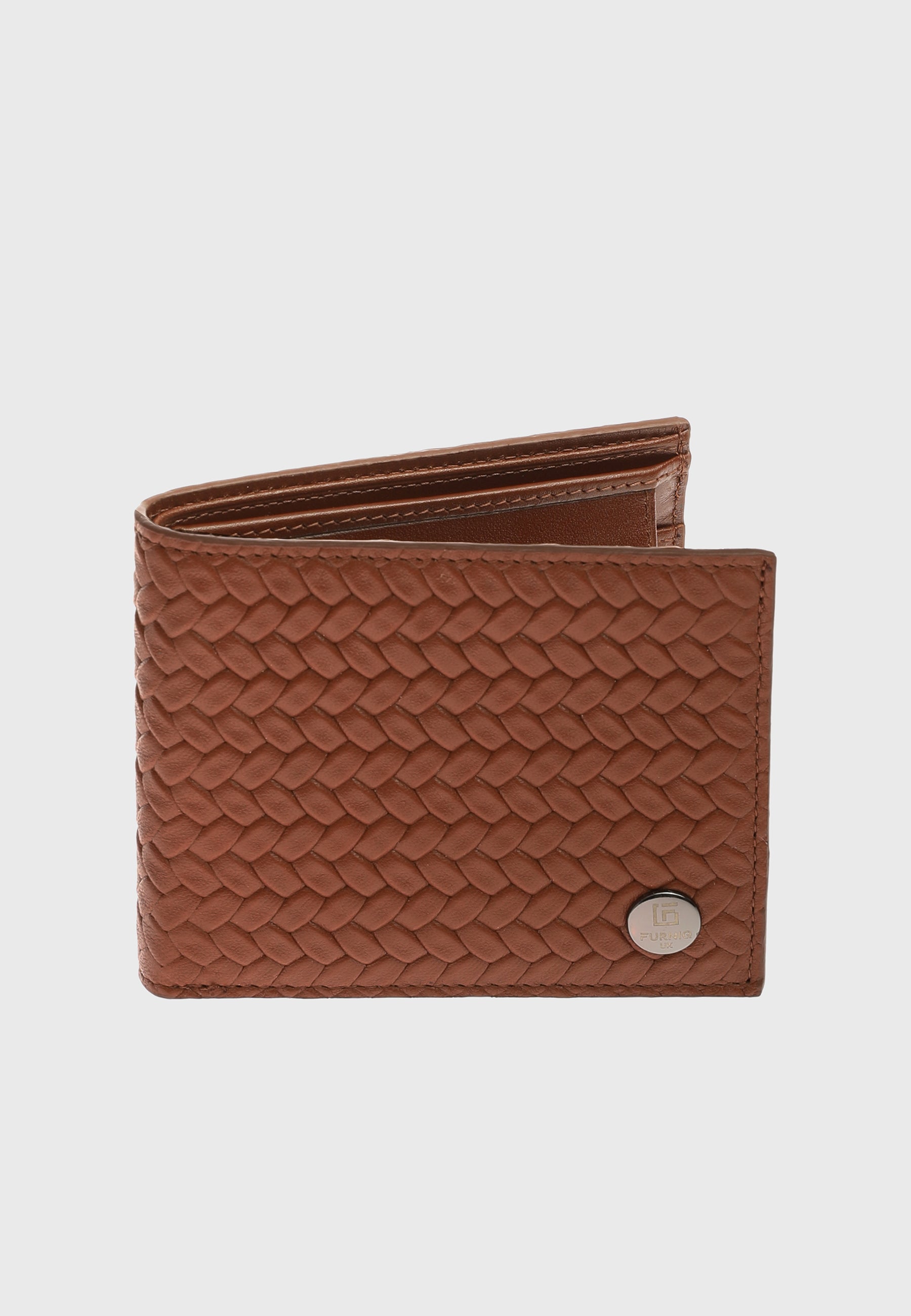 Genuine Leather Weave Tan Overflap Wallet