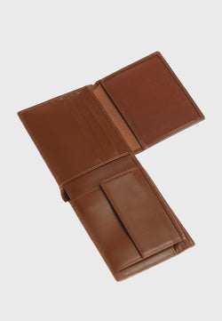 Image of Genuine Leather Weave Tan Overflap Wallet