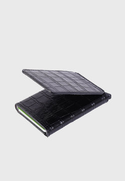 Image of Genuine Leather Crocodile Pattern Black Card Holder