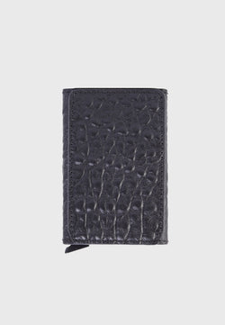 Image of Genuine Leather Elephant Pattern Black Card Holder