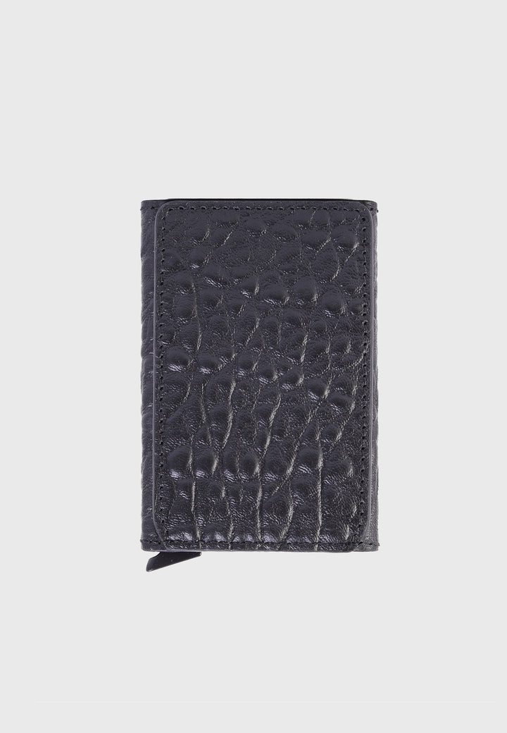 Genuine Leather Elephant Pattern Black Card Holder