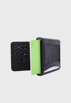 Image of Genuine Leather Elephant Pattern Black Card Holder