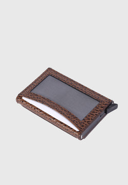 Image of Genuine Leather Venous Pattern Brown Card Holder