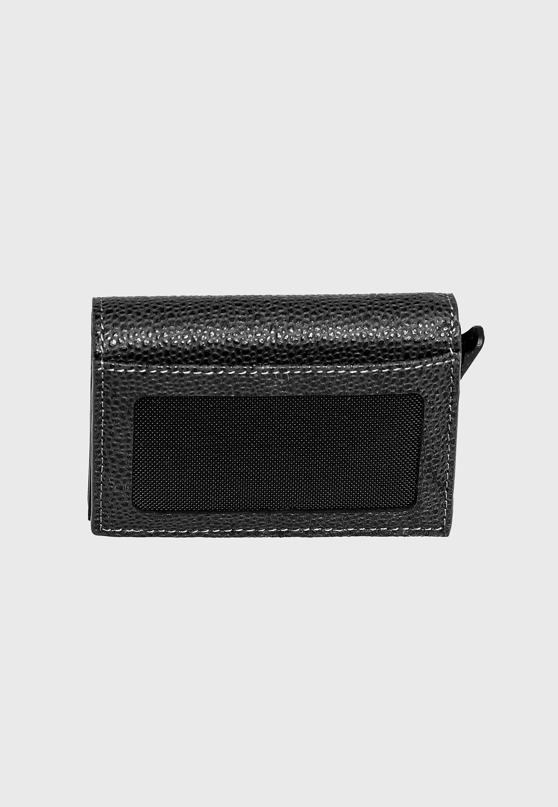 Genuine Leather Caviar Pattern Black Trifold Card Holder