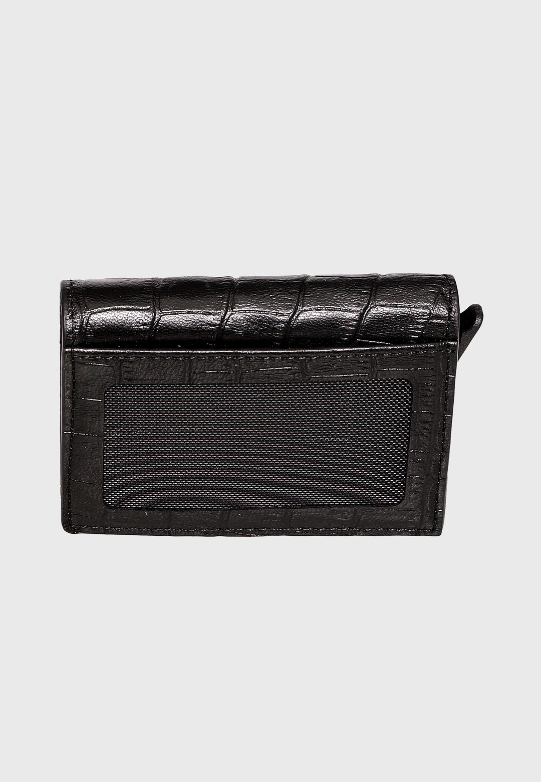 Genuine Leather Crocodile Pattern Black Trifold Card Holder