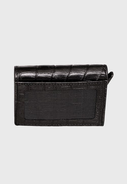 Image of Genuine Leather Crocodile Pattern Black Trifold Card Holder