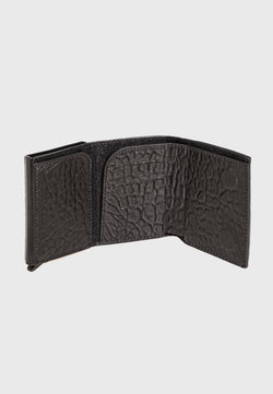 Image of Genuine Leather Elephant Pattern Black Trifold Card Holder