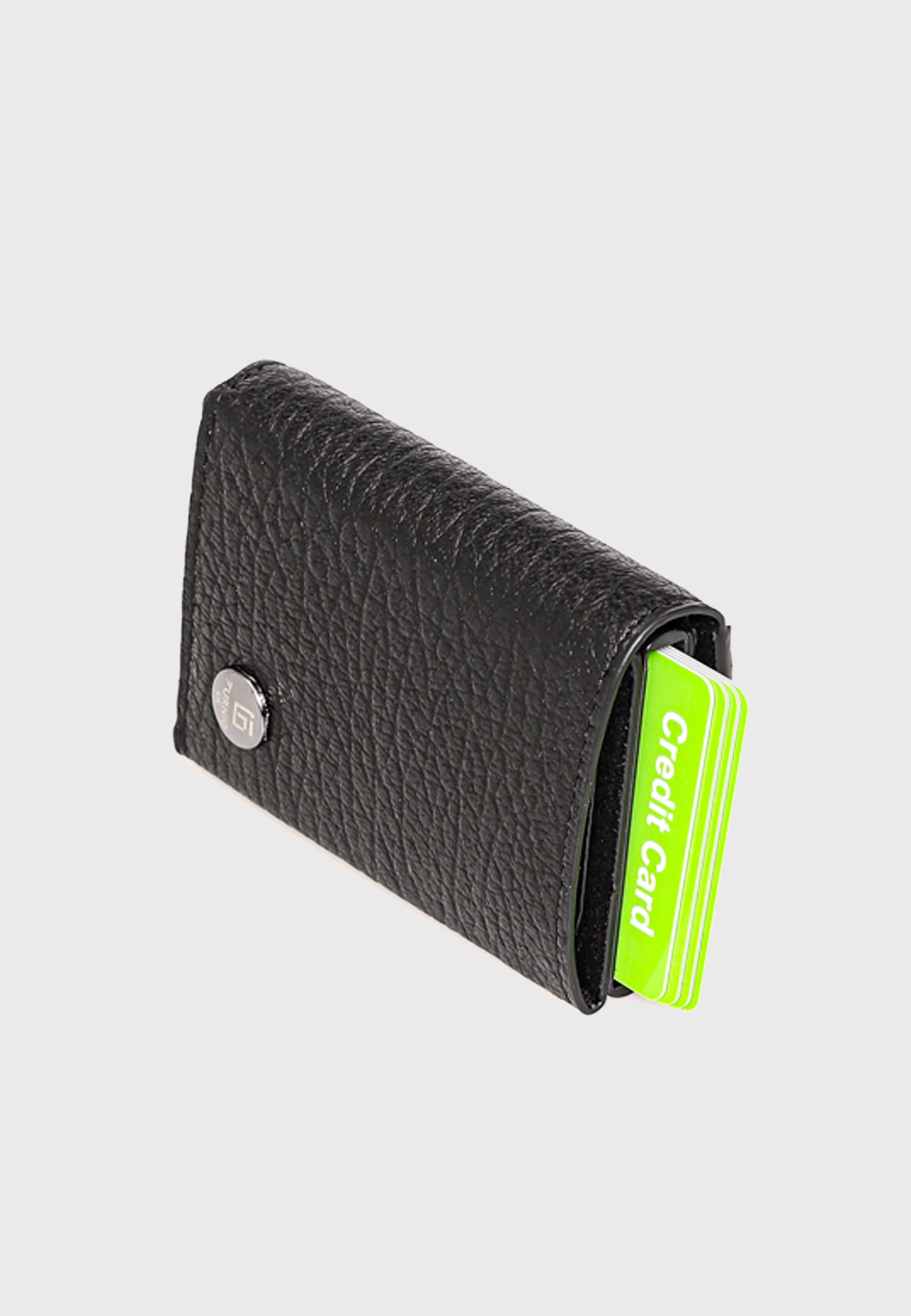 Genuine Leather Venous Pattern Black Trifold Card Holder