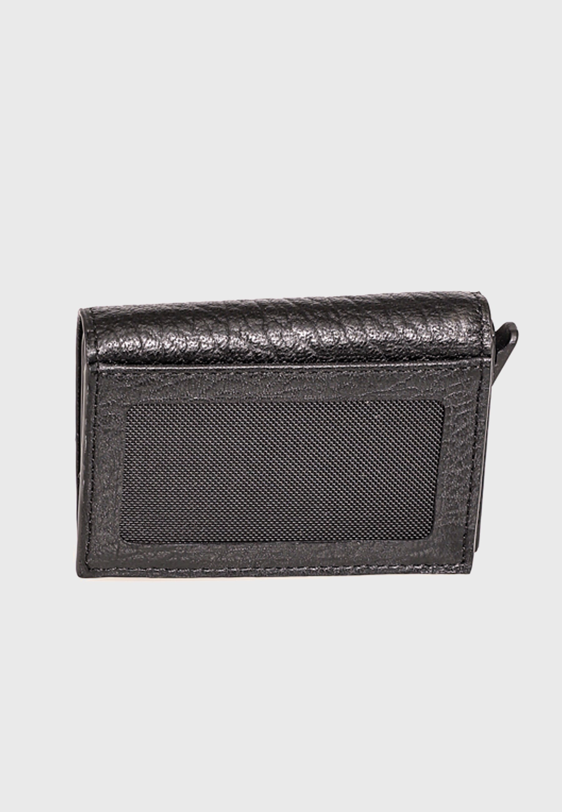 Genuine Leather Venous Pattern Black Trifold Card Holder