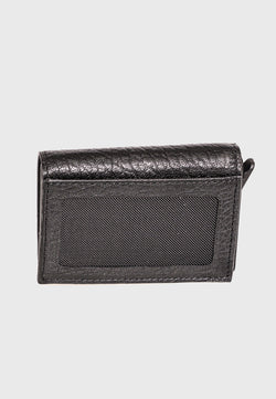 Image of Genuine Leather Venous Pattern Black Trifold Card Holder