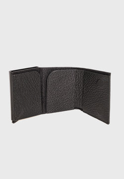 Image of Genuine Leather Venous Pattern Black Trifold Card Holder