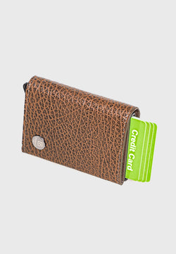 Image of Genuine Leather Venous Pattern Brown Trifold Card Holder