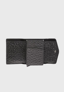 Image of Genuine Leather Elephant Pattern Black Snap Closure Wallet & Card Holder