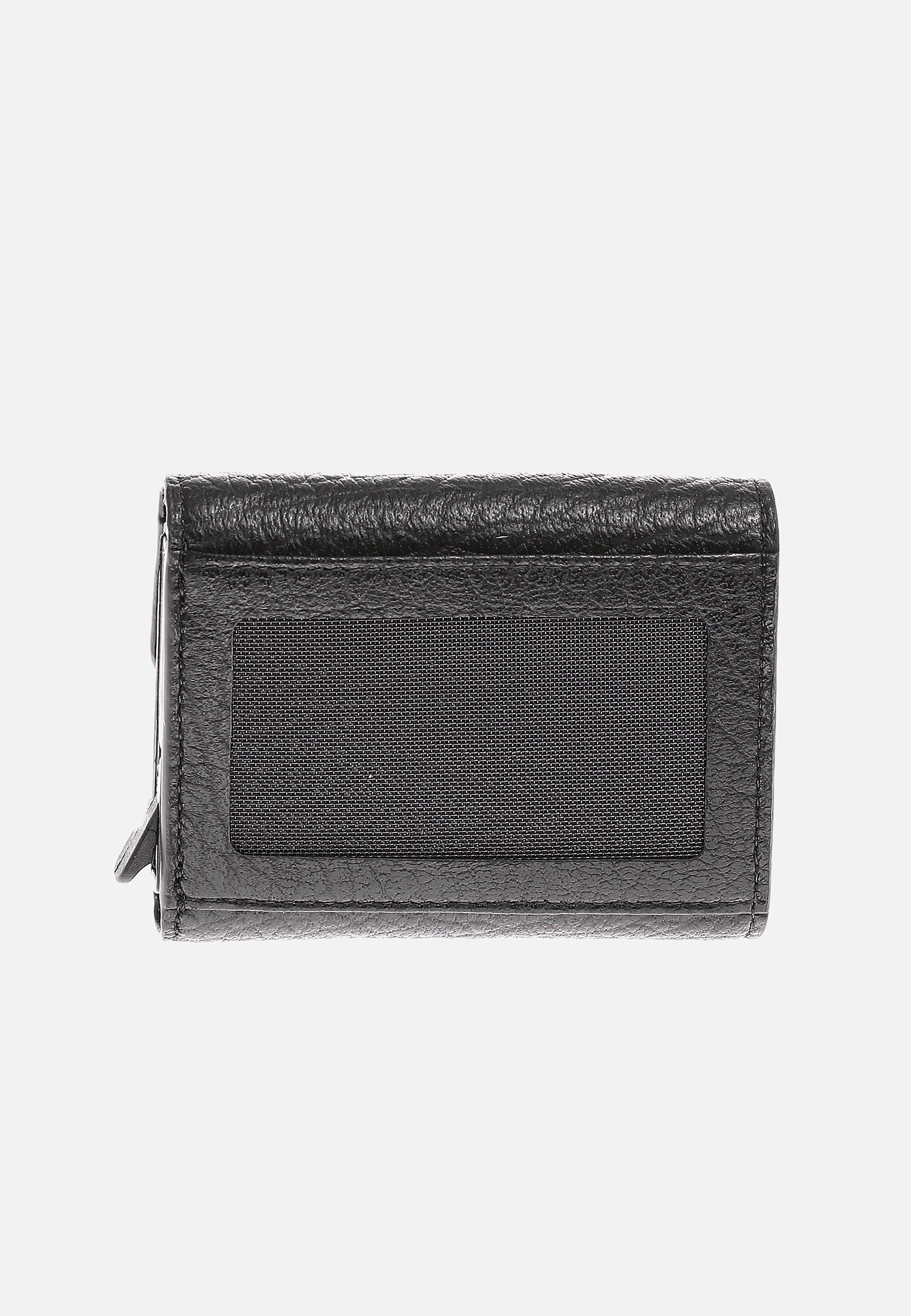 Genuine Leather Venous Pattern Black Snap Closure Wallet & Card Holder