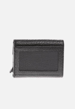 Image of Genuine Leather Venous Pattern Black Snap Closure Wallet & Card Holder