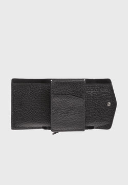 Image of Genuine Leather Venous Pattern Black Snap Closure Wallet & Card Holder